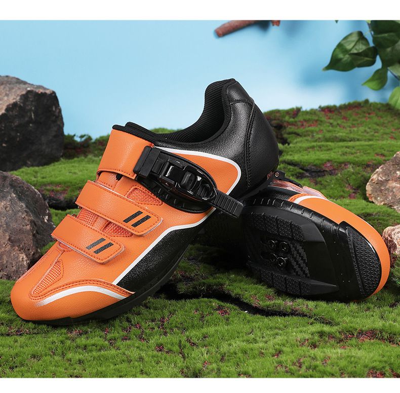 Zapatillas de ciclismo con cierre de hebilla, zapatillas de ciclismo de carretera para hombre y mujer, suelas de goma duras para bicicleta de montaña._voghion.com