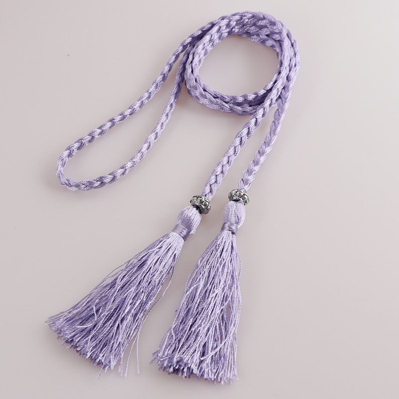 Ceinture à pompon tressée pour femmes, nouvelle collection 2022, nœud décoratif pour cheveux, jupe Hanfu, chaîne, corde de taille_voghion.com