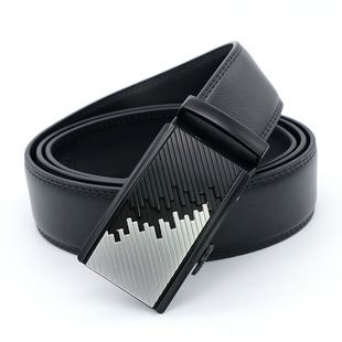 Cintura da uomo all'ingrosso Nuovo commercio estero europeo e americano transfrontaliero cintura in pelle con fibbia automatica in lega a due strati in pelle bovina_voghion.com