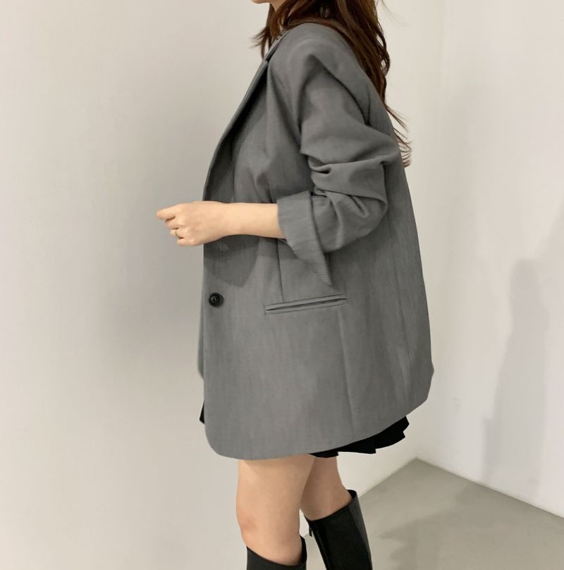 2024 Outono/Inverno Novo Melad Dress Up Coreano Chique Clássico Marrom Cinza Terno Casaco_voghion.com