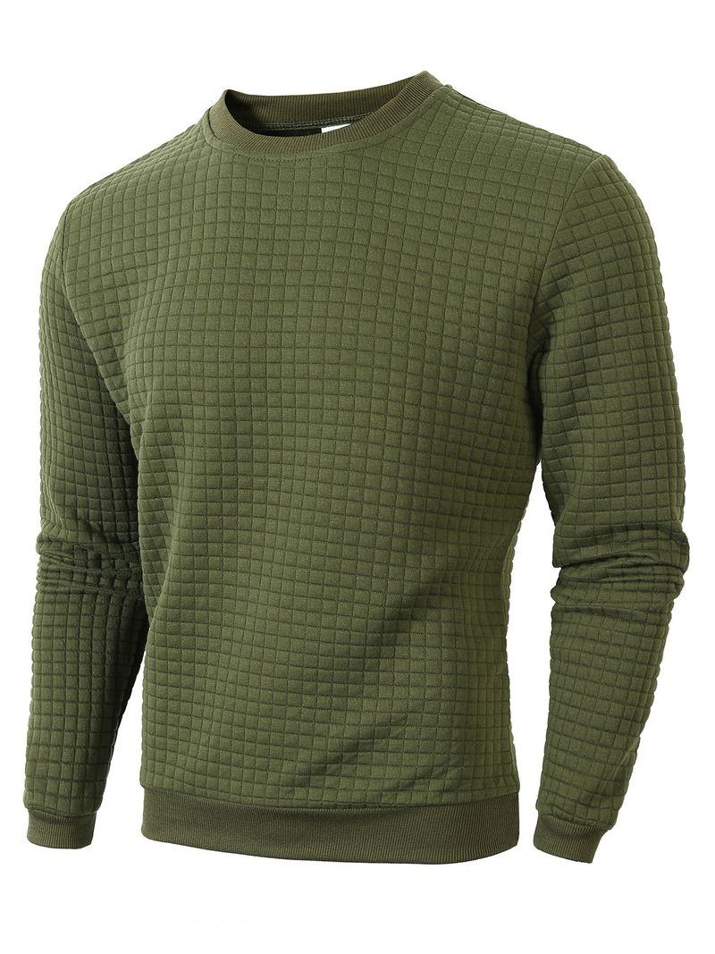 Ropa para hombre, otoño e invierno, camisa informal ajustada para hombre, camiseta de manga larga con cuello redondo y diseño de gofre_voghion.com