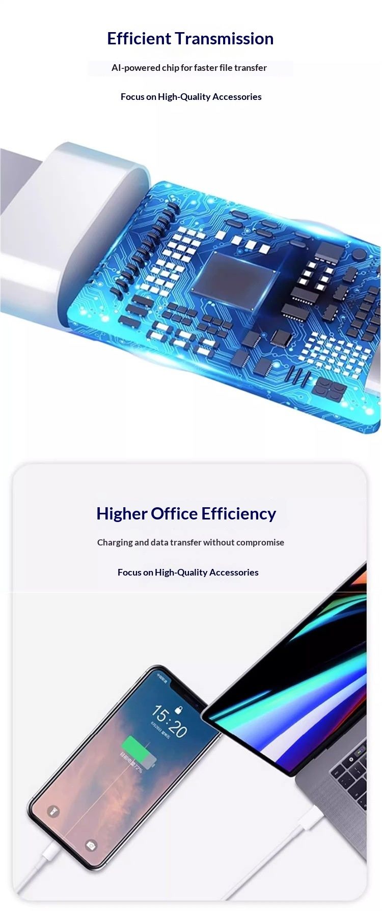 Digitex Compatible Charger PD 45W Dual Port Fast Charging Head Mobile Phone Data Cable Two-in-One Type-C Plug_voghion.com