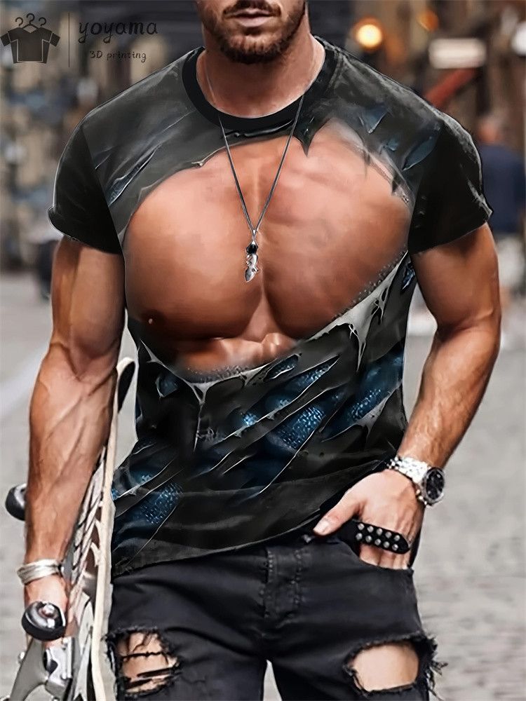 Funny 3D Printing Muscle Printed T-Shirt Gym Clothing Men Summer Streetwear T-Shirt Tops Harajuku Fashion Short Sleeve Tee_voghion.com