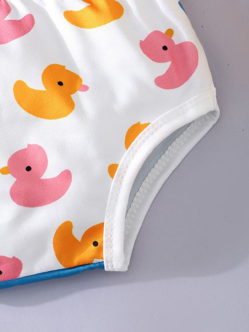 Pantalones cortos triangulares con diseño de patito amarillo para madres e hijos, bebés y niños_voghion.com