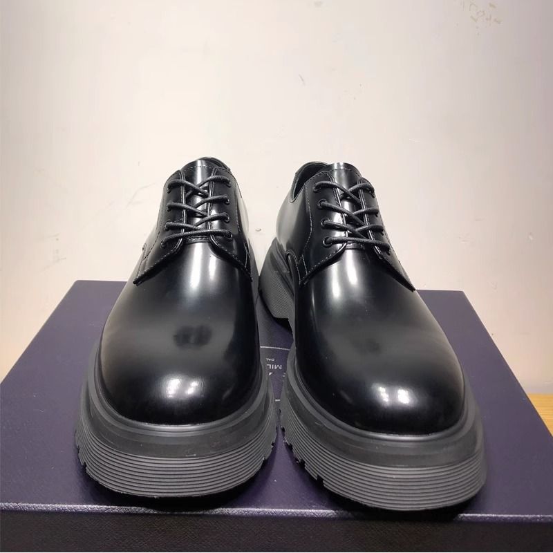Derby en cuir pour homme, chaussures de ville noires haut de gamme, style décontracté, à plateforme_voghion.com