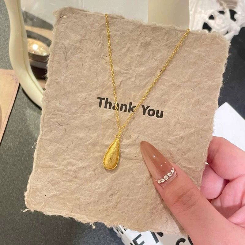 Gold shop with gold new Chinese style brushed water drop necklace women's retro clavicle chain to send girlfriend gift_voghion.com