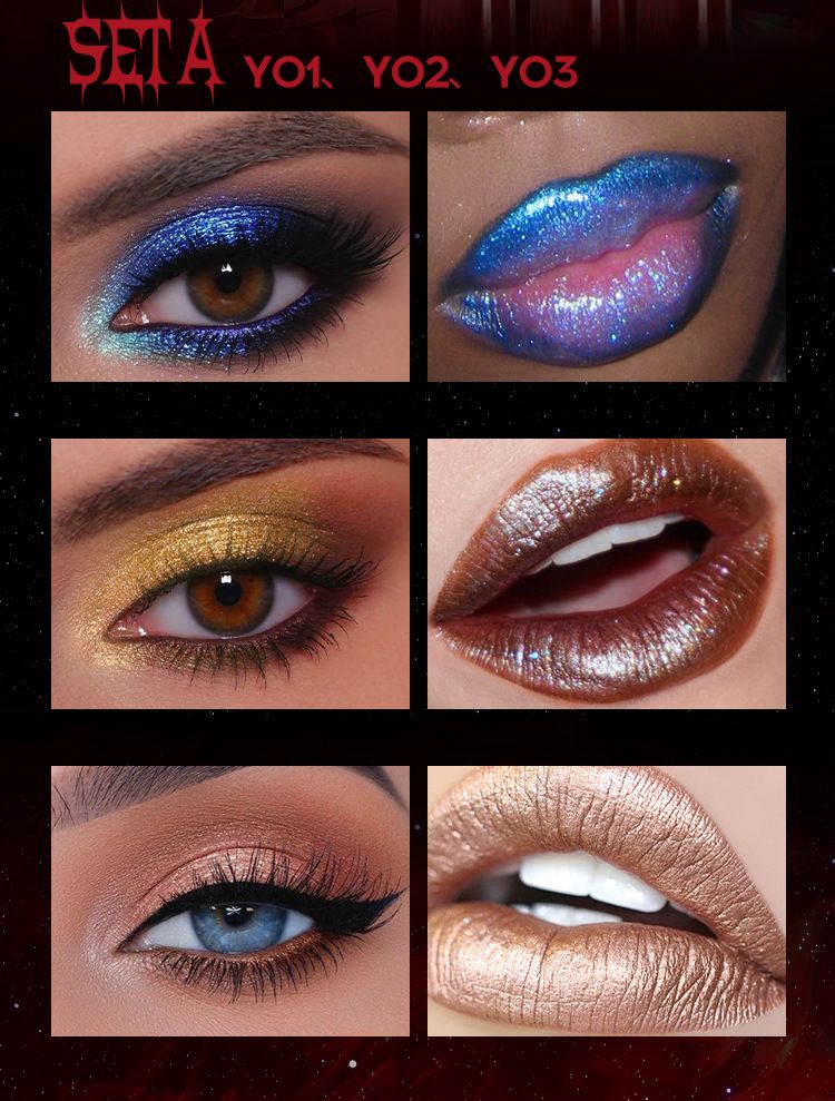 MLSMILE Dual-Color Pearlescent Eyeshadow Stick Set - Gradient Shimmer, 3-Pack | Halloween Eye & Lip Makeup, Easy To Apply_voghion.com