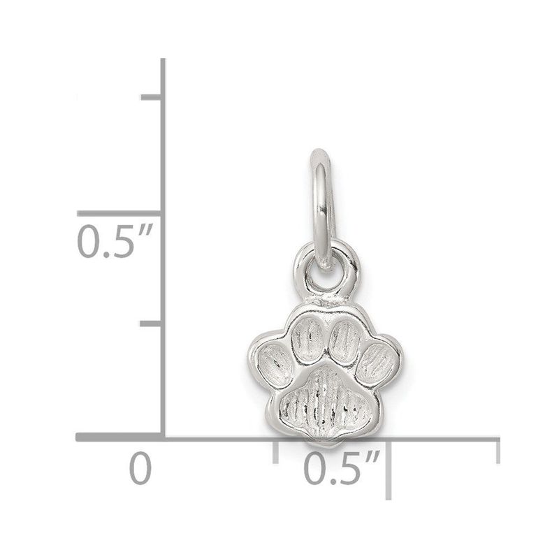 Sterling Silver Polished And Textured Paw Print Charm_voghion.com