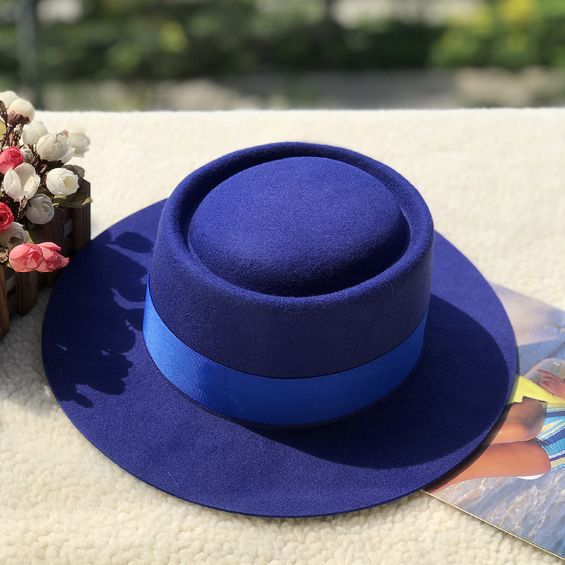 Volnen cilinder z ravnim vrhom v obliki prstana, otroški jesenski in zimski modni volneni klobuk z ravnim vrhom_voghion.com