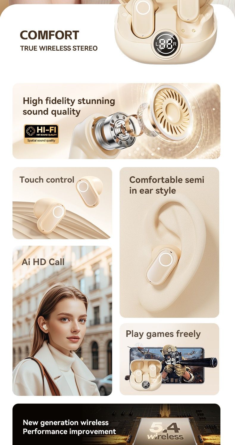 NeoGear Cross-Border Smart Small Bluetooth Earphoes Wireless Semi-I-Ear Biaural Private Model Factory Wholesale AI_voghion.com