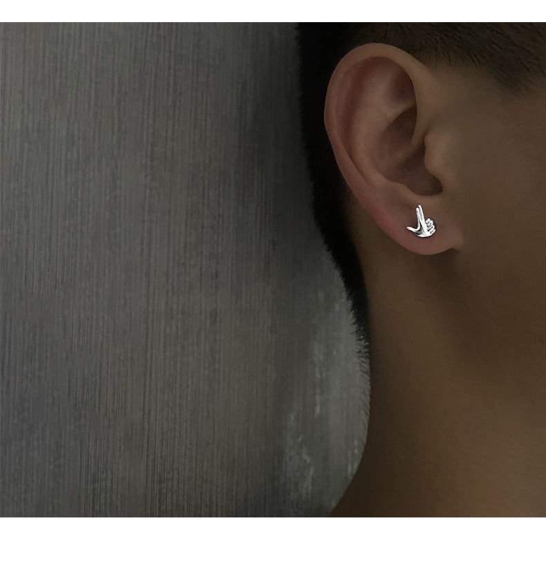 Náušnice pro muže s trendy osobností, antialergické, jednoduché, trendy temperamentní, pro páry, s vtipnými prsty, náušnice s ženským temperamentem._voghion.com