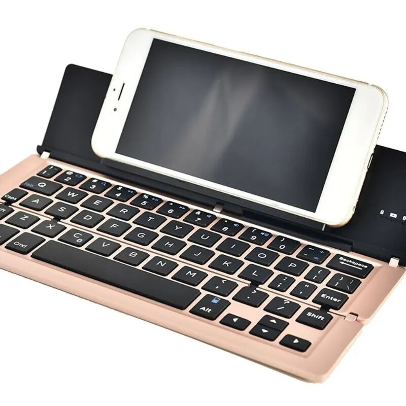 Tragbare Mini Drahtlose Bluetooth-kompatibel Klapp Tastatur Aluminium Legierung Faltbare Tastatur_voghion.com