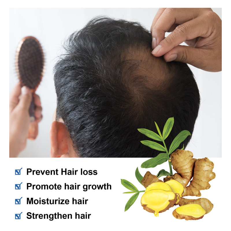 2024 L'olio essenziale per capelli densi di zenzero ripara i capelli secchi e danneggiati, previene la caduta, rinforza e solidifica i capelli_voghion.com
