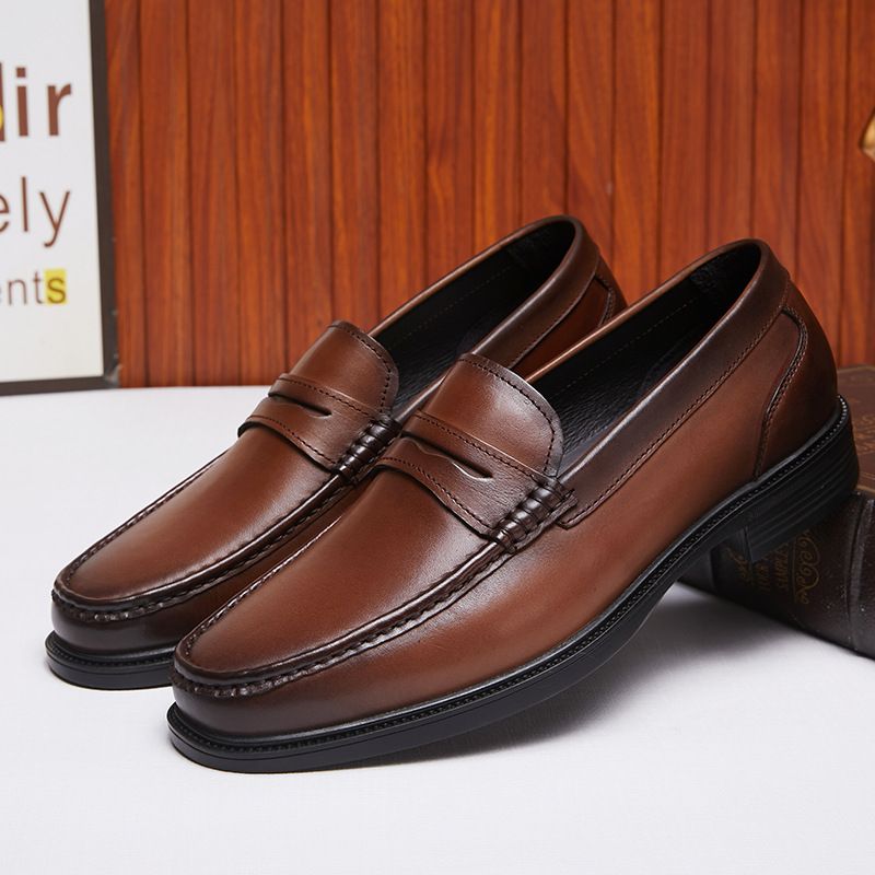 2025 Autumn And Winter Men's Genuine Slip-On Business Casual Leather Low Heel Comfortable Professional Work Shoes_voghion.com