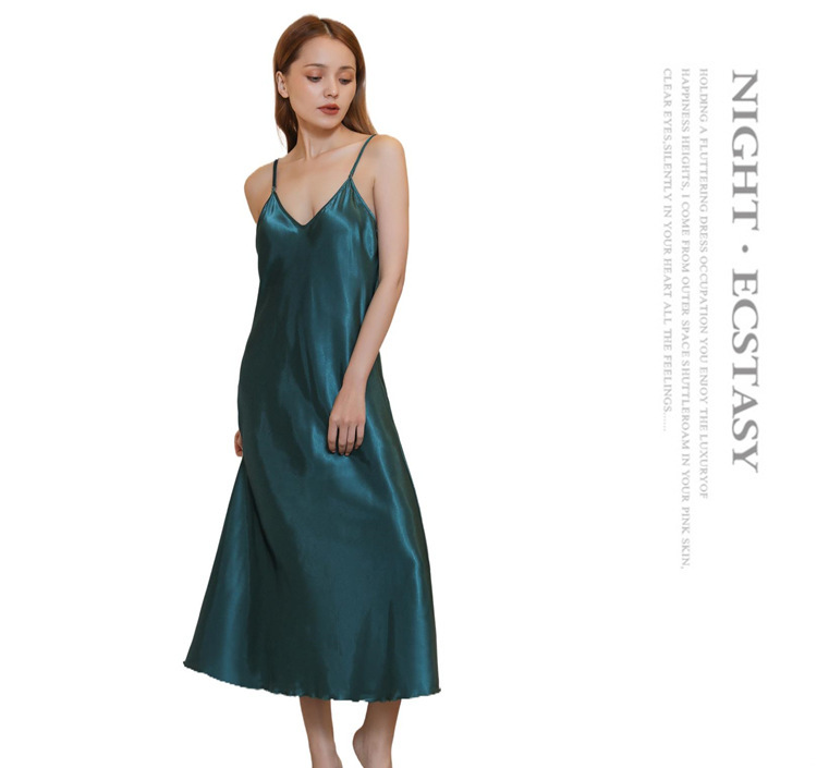 Chemise de nuit sexy en satin de soie torsadée, vêtements pour femmes, grande écharpe à col en v, douce et lisse, fine_voghion.com