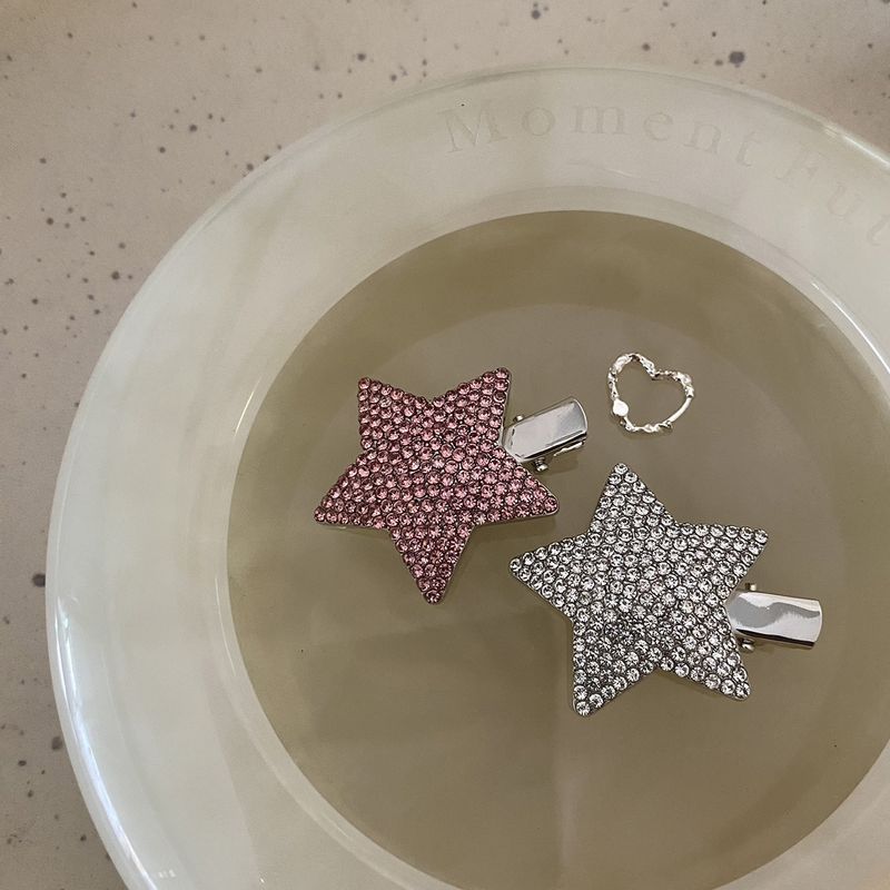 Dívka y2k Sladká a pikantní plná diamantová hvězda vlásenka módní elegantní třpytivá ofina na boku klip 2023 vlasové doplňky_voghion.com