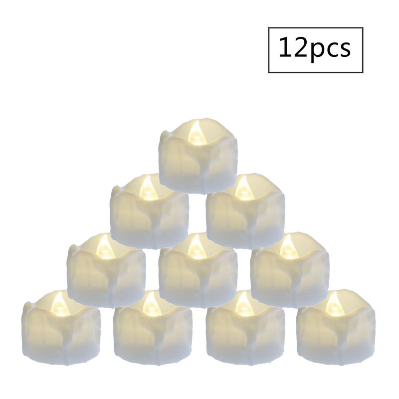 Bougies LED télécommandées – Effet scintillant et goutte d'eau pour anniversaires, mariages, Halloween et Noël (blanc chaud/froid/jaune, lot de 6)_voghion.com