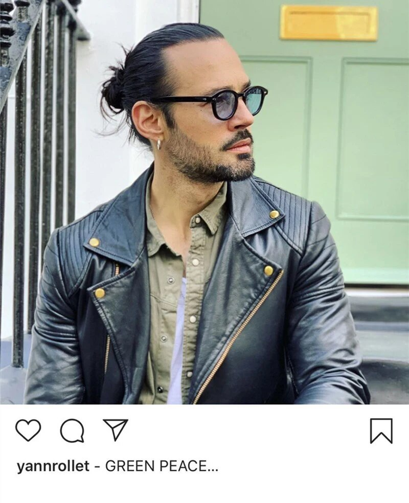 Akiniai nuo saulės Vyras Johnny Depp Lemtosh poliarizuoti akiniai nuo saulės moteris prekės ženklas vintage acetatas geltonai mėlynas naktinio matymo akiniai_voghion.com