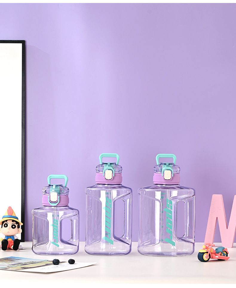 Large Capacity Unisex Ton Bucket Outdoor Sports Transparent Fitness Water Bottle Portable Plastic Space Cup_voghion.com