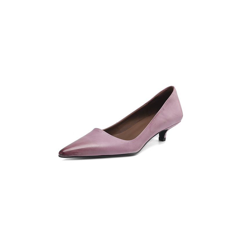 Scarpe singole da pendolarismo in stile francese, semplici, con punta a punta, basse, versatili, casual, a copertura totale, con tacco a gatto sottile_voghion.com