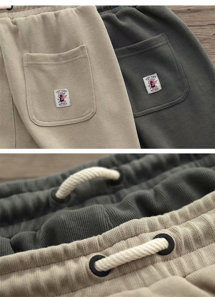 Herenkleding Zware gebreide shorts voor heren Retro katoen Oud Luie elastische taille Sport losse casual shorts voor heren_voghion.com
