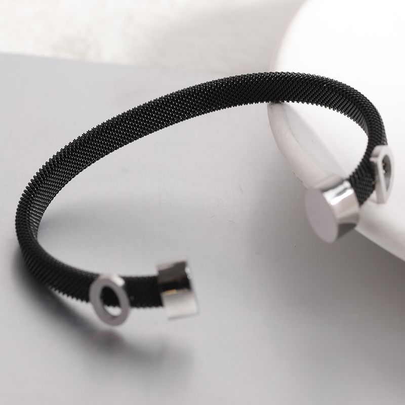 2 STÜCKE Elegante Und Minimalistische Weibliche Edelstahl Draht Kabel Öffnung OD Brief Armband_voghion.com