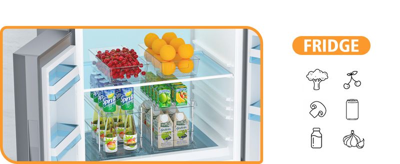 Pacote com 2 organizadores de banheiro transparentes de 2 camadas com divisórias, bandeja de bancada de vaidade multiuso, organizadores de cozinha, armários, armários e recipientes de armazenamento_voghion.com