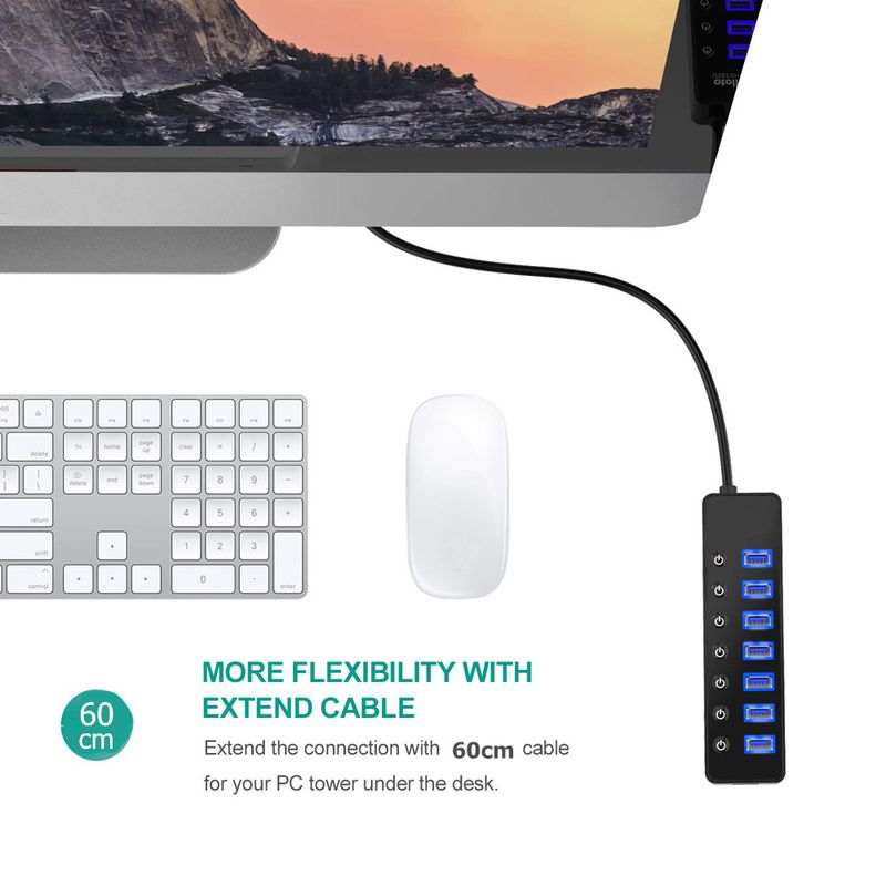 Hub 3.0 Multi 5 Gbps ad alta velocità 7+1 per ricarica di telefoni cellulari, splitter per porte USB per adattatori per laptop, accessori per computer_voghion.com