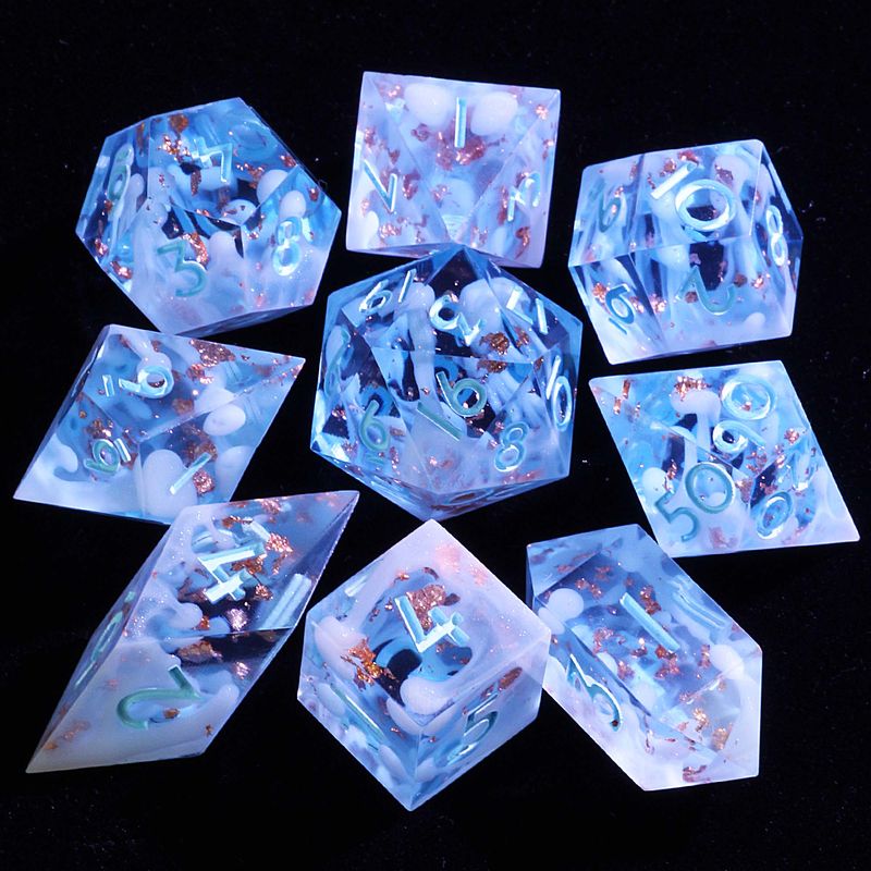 9 Polyhedral Resin D And D Set Dice Abyssal Tide Ascension For Dungeons Dragons RPG_voghion.com