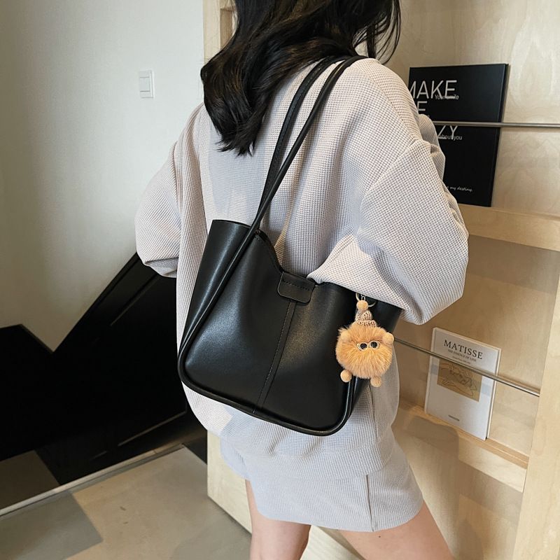 Bolsa tote feminina de alta qualidade, nova, com textura de nicho, moderna, de ombro, grande capacidade, para deslocamento diário, 2025_voghion.com