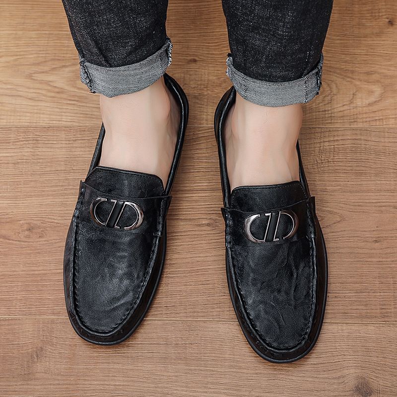 Moški novi poletni udobni, zračni, z mehkim podplatom iz usnja, vsestranski klasični poslovni slog moških čevljev z fižolom_voghion.com