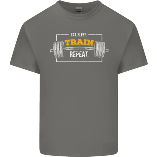 Eat Sleep Train Repeat Fiess Workout Top miesten puuvillainen t-paita_voghion.com
