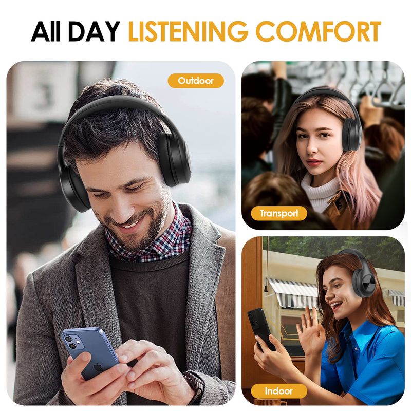 Siindoo JH-923 Wireless Headphones Over Ear,Foldable Bluetooth Headsets,3EQ Sound Modes, Hi-Res Audio With Deep Bass_voghion.com
