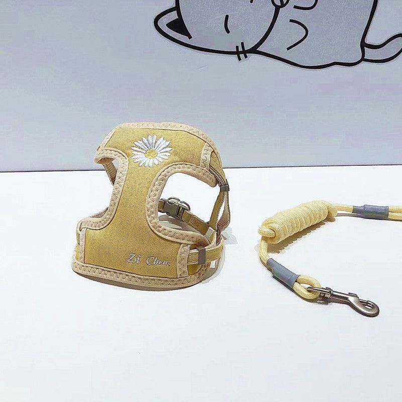 Haustierbedarf Neue Katze Daisy Stickerei Protector Brustgeschirr Set Hundeleine Bequem und langlebig_voghion.com