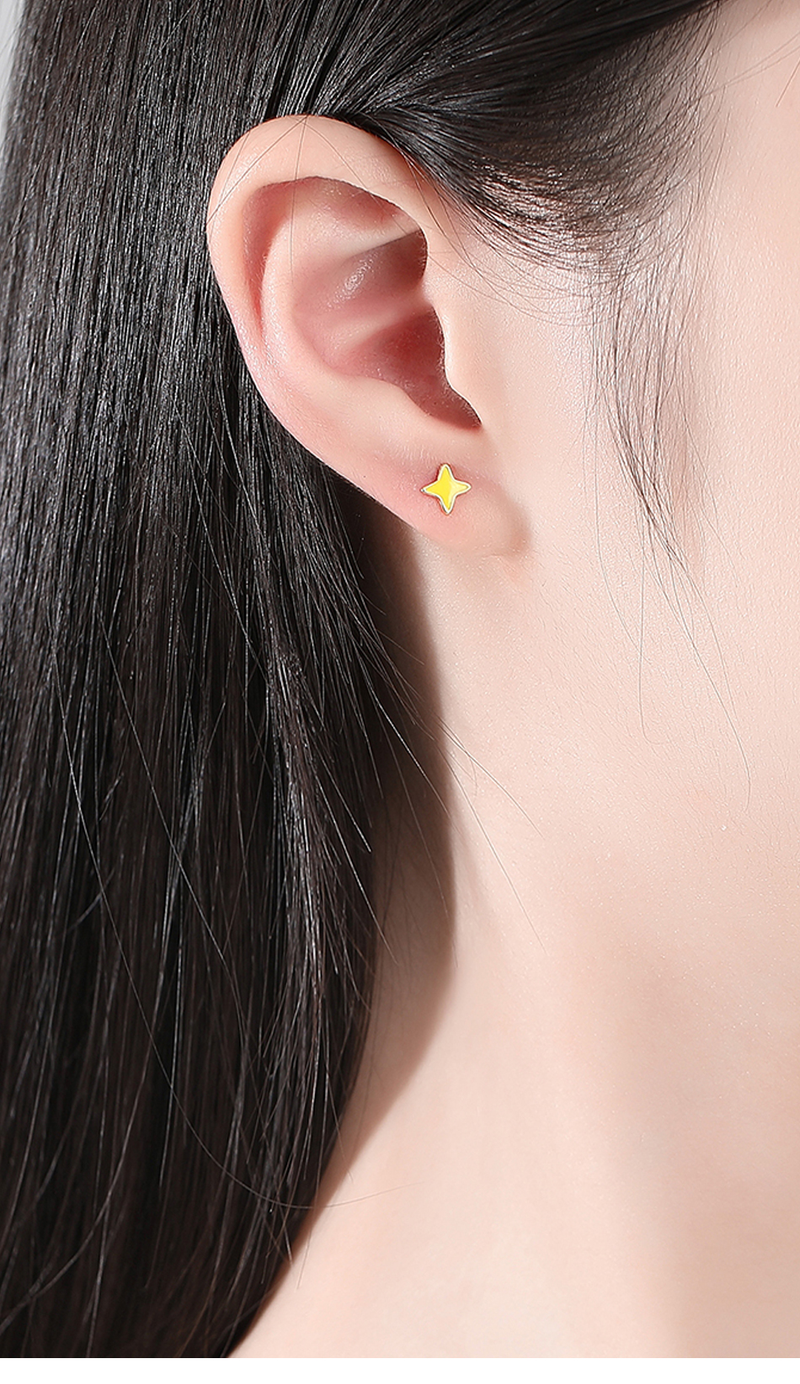 Set di orecchini in argento sterling con zirconi, placcati in oro 14 carati, a forma di stella, con tre paia di orecchini di design per matrimonio_voghion.com