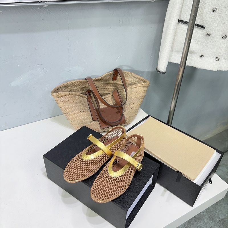 One-Strap Ballet For Women New Spring New Flat Breathable Hollow Mary Jane Single Fishnet Shoes_voghion.com