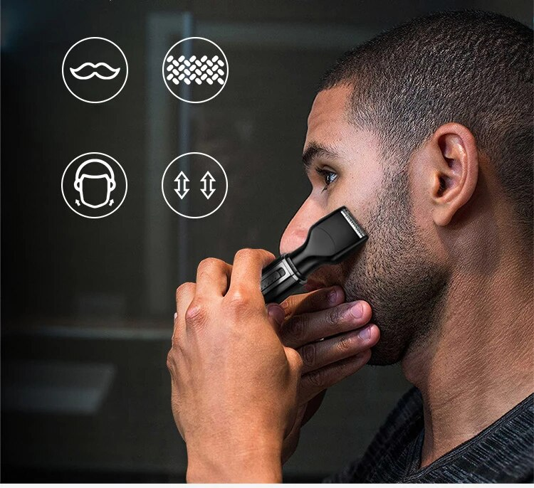 Tagliacapelli elettrico ricaricabile tutto in uno per uomo Kit per toelettatura Barba Trimero Rasoio per sopracciglia viso Naso Rasoio per orecchie_voghion.com
