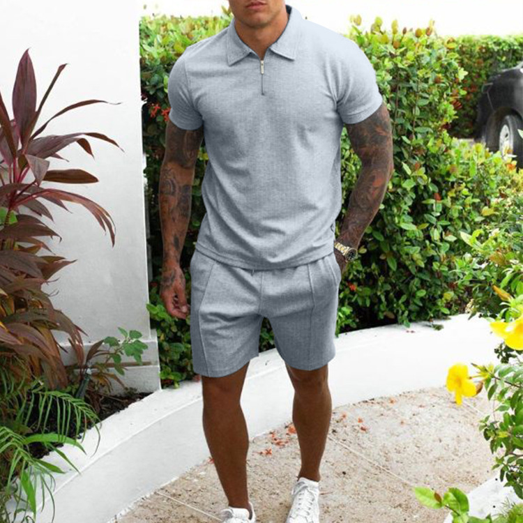 Summer Clothing Men's Luxury Tracksuit Set Casual Short Sleeve Solid Color Polo Shirt+Shorts Streetwear 2 Piece Suit 2025 New_voghion.com