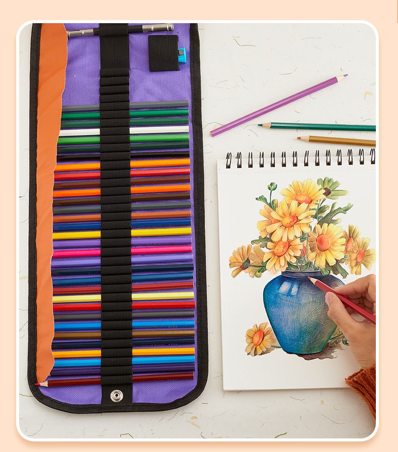Conjunto de lápis de madeira com 50 cores e estojo dobrável - Lápis de cor vibrantes à base de óleo para artistas e estudantes, inclui apontador e extensor_voghion.com