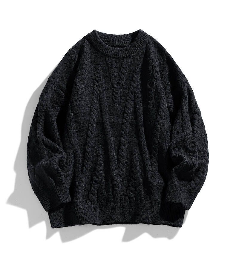 Men's Striped Knit Sweater – Winter Crewneck Pullover In Black/White/Blue (Sizes M-3XL)_voghion.com
