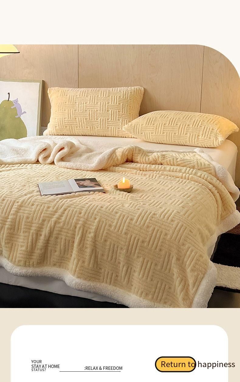 2025 New Jacquard Shu Cotton Wool Lamb Wool Blanket Gift Thickened Blanket_voghion.com