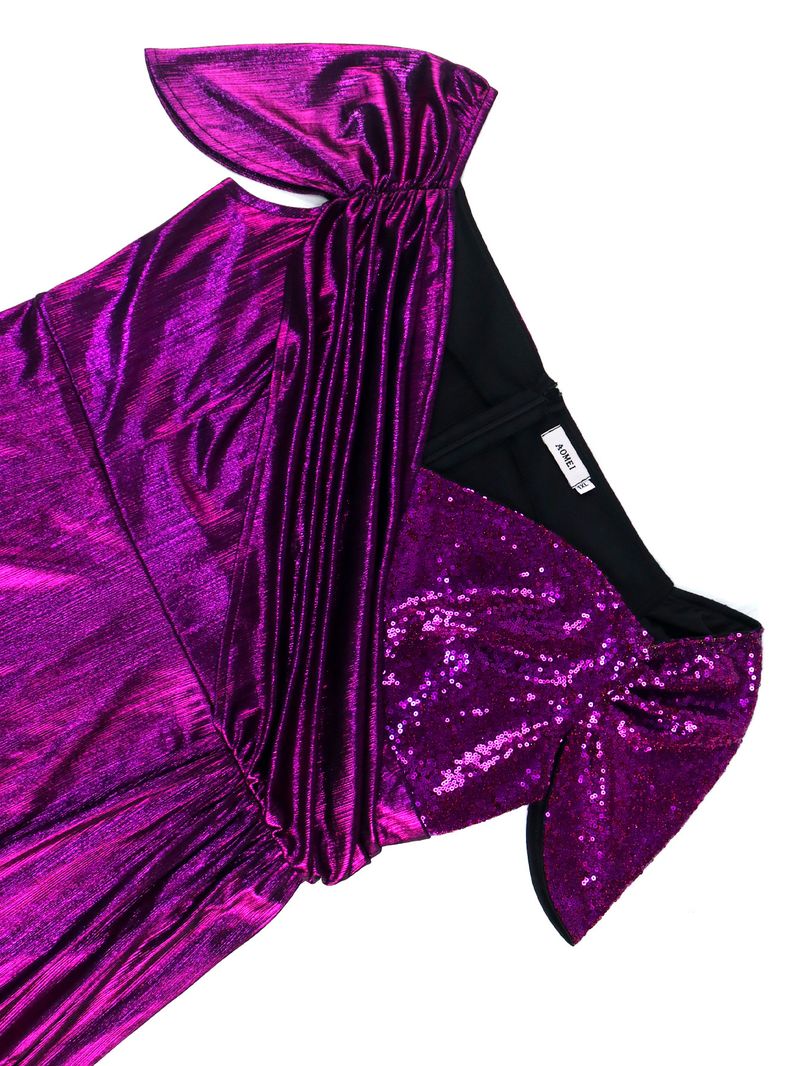 Women's Clothing New Off Shoulder V Neck Banquet Evening Dress Evening Party Pleated Small Sleeve Cover Dresses_voghion.com