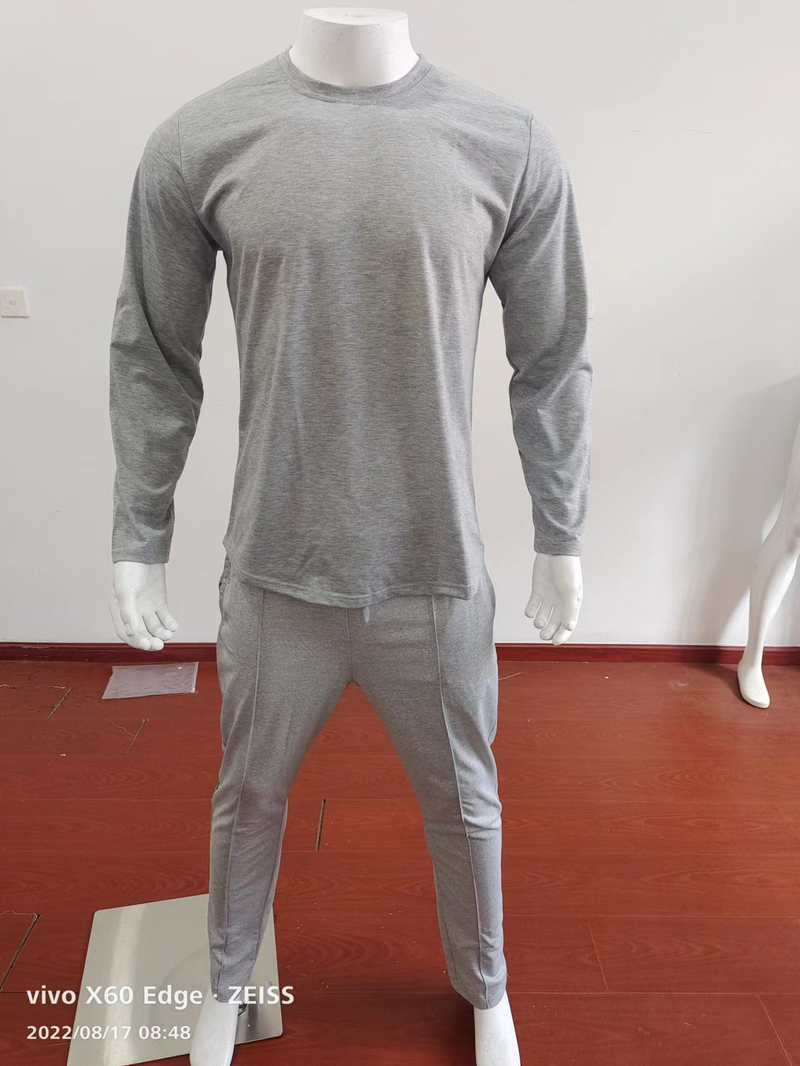 Set di abbigliamento da uomo per il tempo libero, stile primaverile e autunnale, girocollo ampio, maglietta a maniche lunghe, pantaloni lunghi, set a due pezzi, abbigliamento sportivo casual da uomo_voghion.com