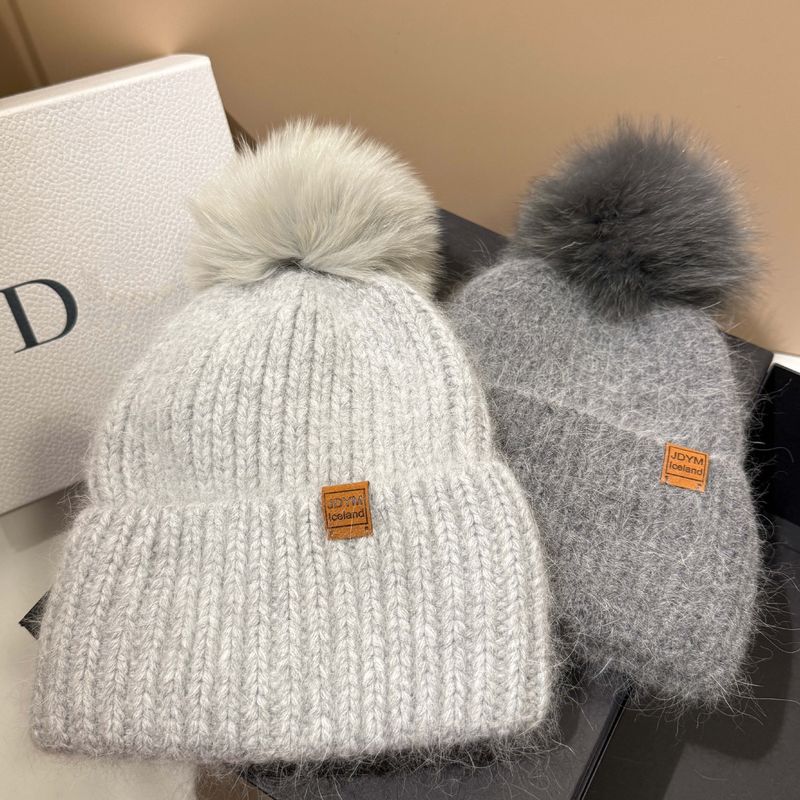 high Quality Fox Ball Rabbit Hair Knitted 2025 Winter New Warm With Yarn Women's Hat_voghion.com