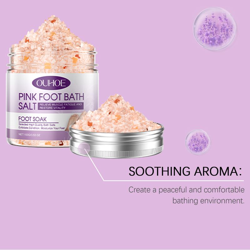 Rosa Hydrotherapie-Fußbadesalz für die sanfte tägliche Pflege, zum Peeling, zur Reparatur der Zehennägel und als Fußbadesalz für den Körper._voghion.com