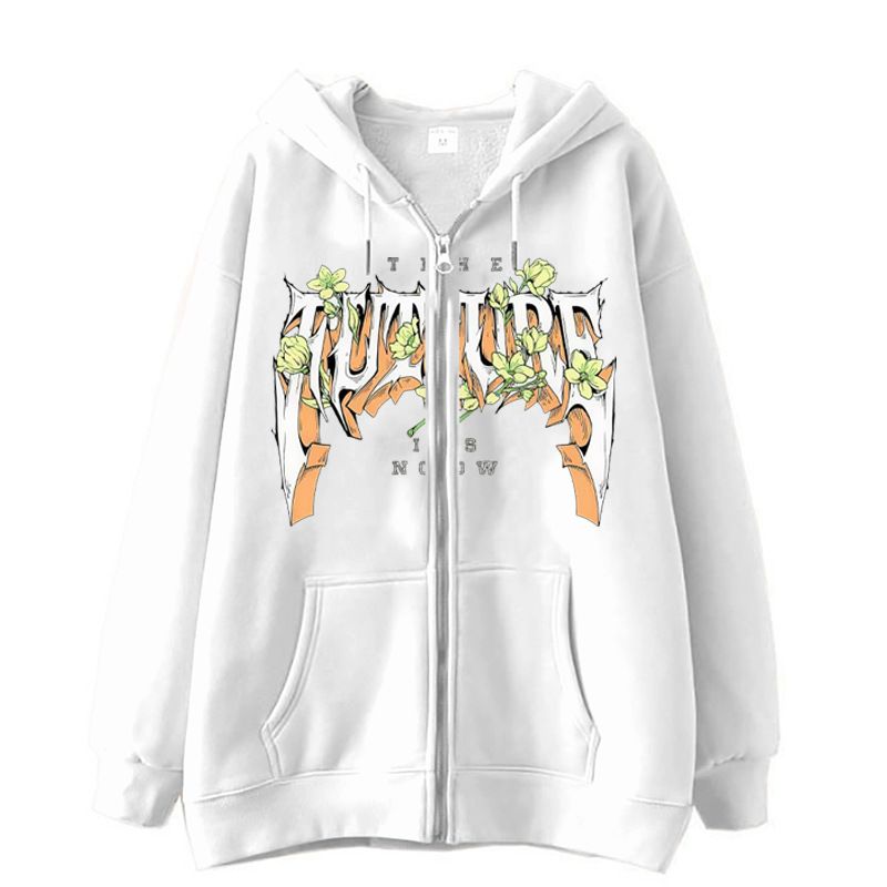 Cardigan casual con cerniera, giacca e maglione largo da uomo, alla moda e dal design semplice con stampa di lettere floreali tridimensionali._voghion.com