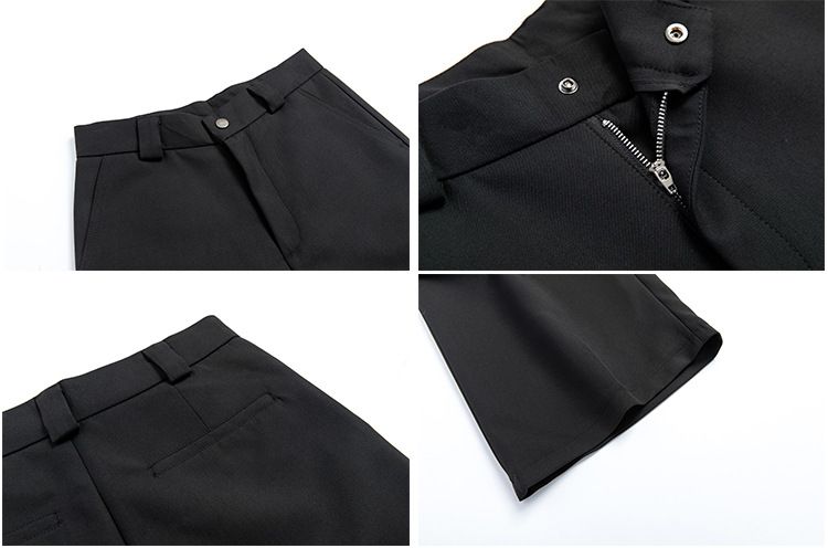 American Style Elastic Waist Loose-fit Casual Trousers 280gm Sensibility Ruffled Wide-leg Pants Men's Tuxedo Suit Pants_voghion.com