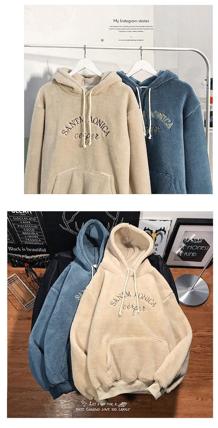Koreanischer Streetwear-Hoodie – Übergroßer Pullover mit Fleecefutter für Männer, Unisex-Design mit kuscheliger Sherpa-Innenseite, trendige Freizeitkleidung (M-3XL)_voghion.com