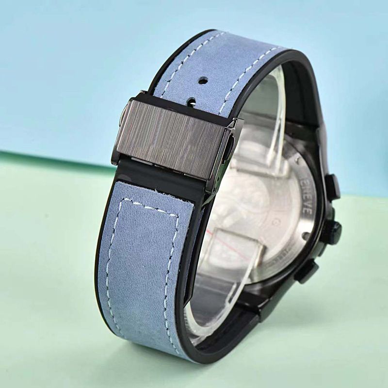 Nuovo orologio da uomo semplice, leggero, di lusso, alla moda, con scheletro, quadrante europeo, multifunzione, sei lancette, secondi continui, al quarzo_voghion.com