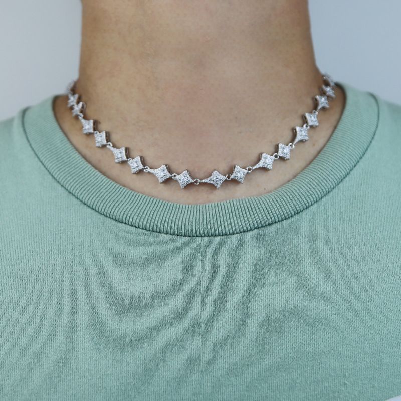 Hip Hop Necklace New Style Inlaid Zircon Star Pendant Tennis Chain Men's And Women's Jewelry_voghion.com